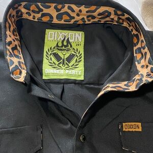 DIXXON Black Shirt with Leopard Print Buttons , NEW with Tags . 2X Tall